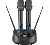 TONOR Micro sans Fil Rechargeable UHF, 2 Microphones Professionnel en Métal avec Récepteur Bluetooth, Portée 80m, Système de Microphone Portable pour Karaoké, Mariage, Fête, Église, DJ