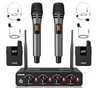 TONOR Système de Micro sans fil UHF, Kit avec Microphone à main/Unité de poche/Microphone Lavalier, 4x5 fréquences Portée 60m pour le chant, le Karaoké, Haut-parleur TW362