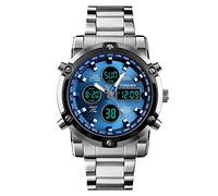 TONSHEN Acier Inoxydable Hommes Montre Analogique Quartz Classique Luxueux Business Montres Bracelet 50M Etanche Décontractée Mode Robe Montre Sub Dial Calendrier Double Temps Chronomètre (Tous Noir)