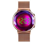 TONSHEN Femme et Fille Fashion Casual Acier Inoxydable LED Électronique Digitale Montre (Violet)