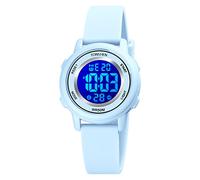 TONSHEN Garçon et Fille Multicolore LED Rètro Eclairage Digitale Montres 50M Etanche Multifonctionnelnel Montres Plastique Caisse et Caoutchouc Ruban Alarme Chronomètre (Bleu)
