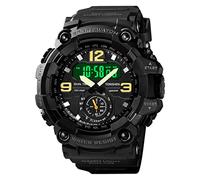 TONSHEN Homme Digitale Sport Montre LED Analogique Quartz Trois Temps 50M Etanche Outdoor Militaire Multifonctionnelnel Plastique Caisse et Caoutchouc Ruban Montres Bracelet (Noir)