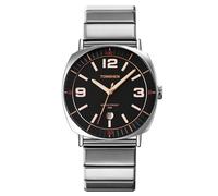 TONSHEN Homme Montre Analogique Quartz Calendrier Lumière Nocturne Pointeurs et Échelle Conception Simple Acier Inoxydable Montres Bracelet (Argent Noir)