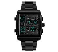 TONSHEN Montre Bracelet Hommes Digital 50M Etanche LED Electronique Outdoor Sport Tactique Militaire Montres Analogique Quartz Mode Rectangulaire Cadran Plastique Lunette et Caoutchouc Bande Montre