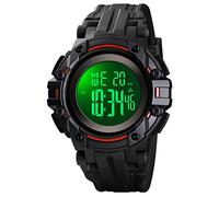 TONSHEN Montre Homme 50M Etanche LED Électronique Alarma Chronomètre Outdoor Militaire Digital Sport Montres Bracelet (Rouge)
