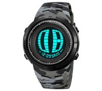 TONSHEN Montre Homme LED Digital Alarma Chronomètre Date Affichage Unique 50M Etanche Outdoor Militaire Montre Bracelet Plastique et Caoutchouc (Gris 2)