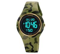 TONSHEN Montre Unisex LED Électronique Digital Alarma Chronomètre Date 50M Etanche Outdoor Militaire Plastique et Caoutchouc Multifonctionnel Montre Bracelet (Vert Camo)