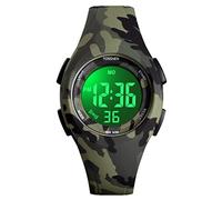 TONSHEN Outdoor Militaire Sport Montre Bracelet Enfants LED Électronique Digitale Alarma Chronomètre Montres Plastique 50M Etanche (Vert Camo)