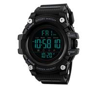 TONSHEN Simple Grand Cadran Multifonctionnelnel Digitale Sport Montre Homme Outdoor Militaires 50M Etanche LED Double Temps Plastique Montres et Caoutchouc Ruban (Noir)