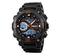 TONSHEN Sport Montre Bracelet Hommes Garçon Digital 50M Etanche LED Double Temps Analogique Quartz Mode Outdoor Militaire Tactique Plastique Caoutchouc Montres Homme (Orange)