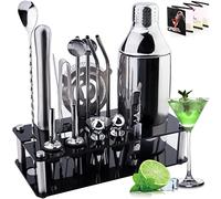 Tonsooze 18 Pièces Shaker Cocktail Kit de Barman, Professionnel, en Acier Inoxydable de 750ml Kit Cocktail Shaker pour Famille, Bar, Fête, Cadeau de Vacances