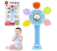 TonStyle Jouet Dentition Bebe 0-3 Mois, Anneau de Dentition pour Bébé, Hochet Bébé de Développement, Jeux d’Eveil Sensorielle Educatif Cadeau pour Naissance Enfant 6 9 12 Mois (Blanc) (blue)