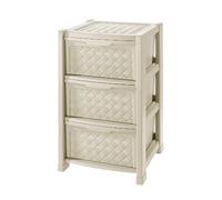 Tontarelli Arianna Commode en plastique, effet osier, 3, 4 ou 5 tiroirs 3 cassetti bianco crema