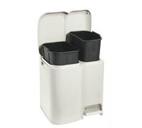 Tontarelli Lot de 2 Poubelles pour le tri sélectif Patty couleur crème 13 + 8 L - 39 x 32,5 x h41 cm