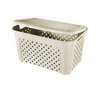 Tontarelli Panier de Linge avec Couvercle Arianna Lt 48 Beige Lavable à l'eau Plastique Recyclable Rectangulaire