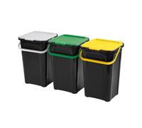 Tontarelli - Set de 3 poubelles 44L COVER LINE avec poignée colorée