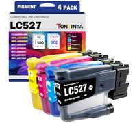 TONTINTA LC527 LC527VAL Cartouches d'encre Compatibles pour Imprimantes MFC-J4350DW MFC-J4550DW MFC-J6560DW MFC-J6760DW MFC-J6960DW MFC-J6975DW MFC-J6977DW (4 Pack LC-527BK LC-527C LC-527M LC-527Y)