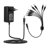 Tonton Adaptateur Secteur DC 12V 3A 2,1 mm x 5,5 mm, Adaptateur Diviseur pour Caméra de Surveillance, Enregistreur NVR DVR, Moniteur, Connecteur CC 12V + Câble de répartition en Y 1 à 8 Voies