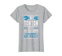 Tonton Cadeau Noël Si Tonton Ne Peut Pas Le Réparer T-Shirt, Femme, Gris Chiné, XS