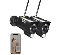 Tonton Lot de 2 caméras de vidéosurveillance d'extérieur 3 MP WiFi avec vision nocturne en couleur, fente pour carte SD, fonctionne avec l'ensemble Tonton NVR (lot de 2)