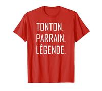 Tonton Parrain Legende Drôle Baptême Fêter Naissance Cadeau T-Shirt, Homme, Rouge, L