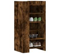 Tonture Armoire à Chaussures chêne fumé Bois d'ingénierie 52x37,5x100cm avec 5 étagères, Meuble Range Chaussures modulable pour Dressing, entrée, Chambre, Vertical
