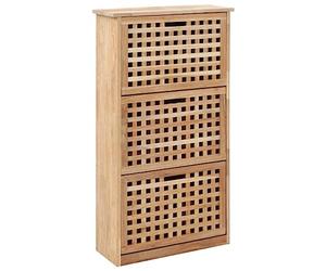 Tonture Armoire à Chaussures en Bois de Noyer Massif 55x20x104 cm avec 3 Compartiments, Meuble de Rangement modulable pour entrée, Chambre, Placard, Support Organisateur
