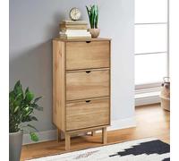 Tonture Armoire à Chaussures OTTA en Bois Massif pin Marron avec 3 tiroirs rabattables Meuble Rangement modulable pour entrée Chambre Dressing Placard