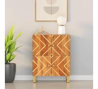 Tonture Armoire d'appoint en bois de manguier massif, marron et noir, 60 x 33,5 x 75 cm, console robuste, pour salon, couloir et cuisine, meuble polyvalent avec espace de rangement