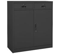 Tonture Armoire de Bureau en Acier Anthracite 90x40x102 cm avec Serrure, étagères réglables, tiroirs à roulements, idéale pour Rangement de dossiers, vestiaire ou Espace de Stockage