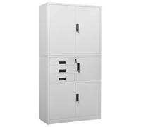 Tonture Armoire de Bureau Gris Clair 90x40x180 cm en Acier avec Serrure, 3 tiroirs à glissières, étagères réglables, casier intérieur, idéale pour Rangement de dossiers et Organisation