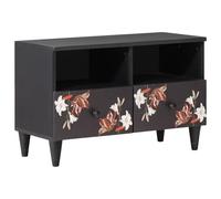 Tonture Armoire de rangement multicolore 70 x 33,5 x 46 cm en bois de manguier massif avec motif floral et boutons en laiton, idéale pour le salon, le home cinéma, les jeux, la télévision, les médias