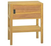Tonture Armoire de salle de bain en teck massif - 60 x 40 x 75 cm - Avec espace de rangement et compartiment - Meuble polyvalent robuste pour salle de bain, couloir, bureau, salon - Armoire durable