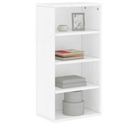 Tonture Armoire latérale ODDA Blanc 40x24x79 cm en pin Massif Bois de qualité Meuble de Rangement Pratique pour Salon Salle à Manger Chambre avec 4 Compartiments Ouverts et Design Rustique