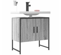 Tonture Armoire lavabo de Salle de Bain Sonoma Gris 60x33x60 cm avec Rangement intégré, Meuble Vasque Compact Moderne en Bois d'ingénierie et Acier Enduit de Poudre pour Toilette WC Douche