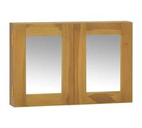 Tonture Armoire miroir 60 x 10 x 40 cm en teck massif avec verre, montage mural, espace de rangement pour salle de bain et couloir, armoire polyvalente durable pour l'ordre et le rangement dans le