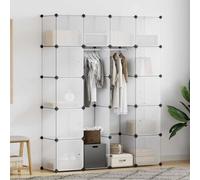 Tonture Armoire modulaire blanche avec 14 compartiments 37 x 146 x 180,5 cm, espace de rangement polyvalent pour chambre à coucher, couloir, chambre d'enfant, rangement simple avec tiroirs, étagères
