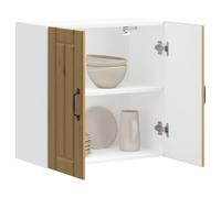 Tonture Armoire Murale de Cuisine Lucca en Bois d'ingénierie chêne Artisanal pour Rangement optimisé dans Salle à Manger, Salon ou entrée, avec Porte vitrine et Espace de Stockage Pratique