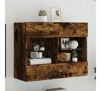Tonture Armoire murale flottante en bois de chêne fumé 78,5 x 30 x 60,5 cm avec éclairage LED RVB pour salon, chambre à coucher, centre multimédia, design moderne