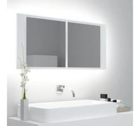 Tonture Armoire Salle de Bain à Miroir LED Blanc 100x12x45 cm en Acrylique avec lumière RVB, Rangement intérieur, connecteur USB, Design Moderne, idéale pour Salle de Bain, Toilette ou WC