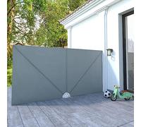 Tonture Auvent latéral Pliable de terrasse en Polyester Gris 400 x 200 cm avec Cadre Acier Robuste, Protection Soleil Pluie UV, Installation Murale pour Balcon Jardin extérieur Patio