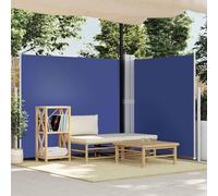 Tonture Auvent latéral rétractable Bleu 180x600 cm, Toile Polyester résistante UV et Eau, avec poteaux Acier et Aluminium, Store extérieur réglable pour Jardin terrasse Balcon