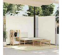 Tonture Auvent latéral rétractable crème 180x600 cm en Polyester résistant UV avec manivelle, Toile pour Jardin terrasse Balcon, Protection Soleil Pluie et intimité extérieure