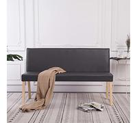 Tonture Banc 139,5 cm en cuir synthétique gris - Banc de couloir robuste en bois de pin massif - Banc rembourré confortable pour chambre à coucher et salon - Montage facile