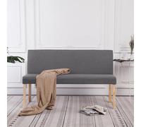 Tonture Banc 139,5 cm en polyester gris clair, cadre en bois massif, rembourrage confortable, banc de couloir pour chambre à coucher, salon et entrée