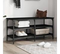 Tonture Banc à chaussures, noir, 100 x 38,5 x 49 cm, robuste, en matériau dérivé du bois, avec cadre en métal, 3 étagères, pieds réglables, banc de rangement polyvalent, pour couloir et salon