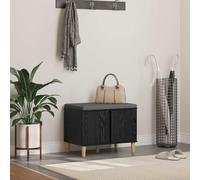 Tonture Banc de couloir avec coussin, chêne noir, 60 x 38 x 46 cm, banc avec espace de rangement pour couloir, chambre à coucher, rembourrage confortable, deux étagères