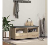 Tonture Banc de couloir en chêne Sonoma avec coussin et étagère, 100 x 38 x 46 cm, banc moderne avec espace de rangement pour chaussures, commode en bois robuste, pieds réglables
