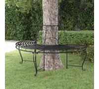 Tonture Banc Demi-Circulaire pour Arbre Ø160 cm en Acier Noir mobilier extérieur Robuste pour Jardin terrasse Patio Cour Espace détente