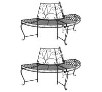 Tonture Banc Demi-Circulaire pour Arbre Lot de 2 Ø160 cm en Acier Noir mobilier extérieur Robuste pour Jardin terrasse Patio Cour Veranda pelouse